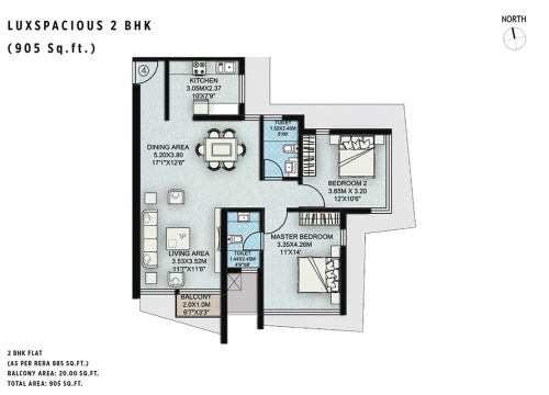 The Palette 2 BHK Floor Plan