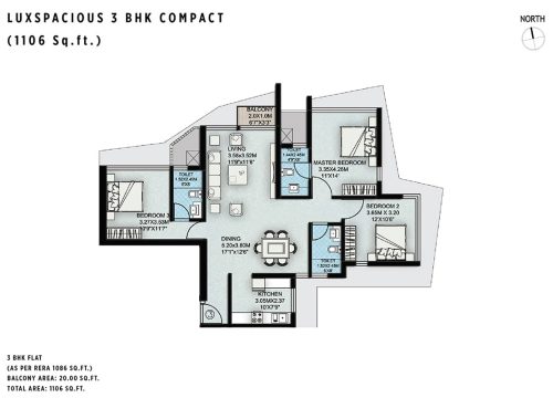 The Palette 3 BHK Floor Plan