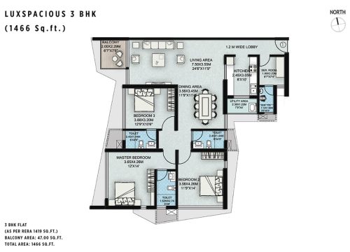 The Palette 3 BHK Luxspacious Floor Plan